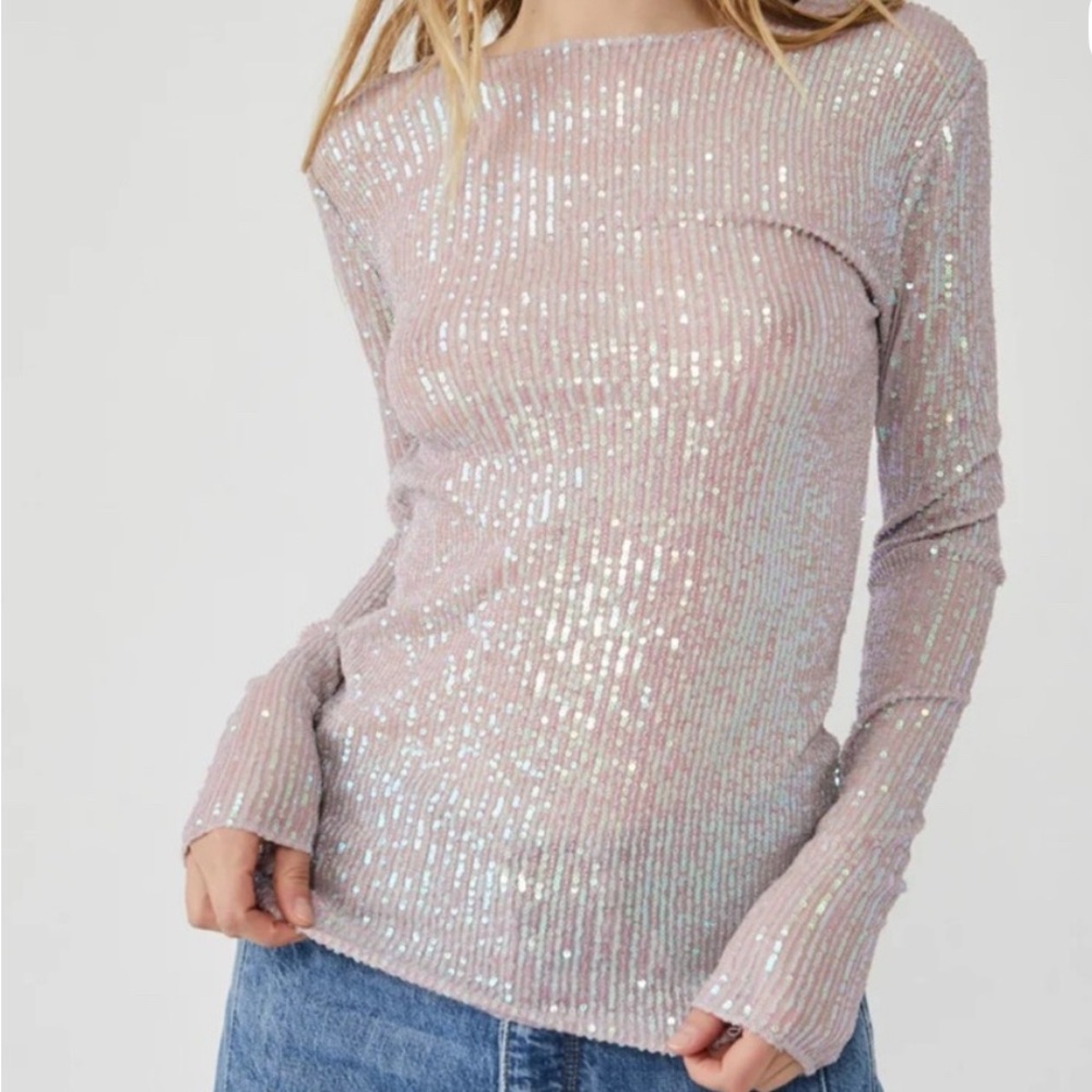 Free People Pink Sequin Top